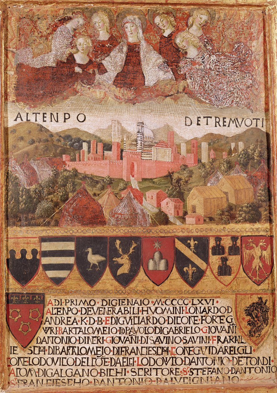 Dziewica chroniąca Sienę przed trzęsieniami ziemi w 1466 autorstwa Francesco di Giorgio Martini