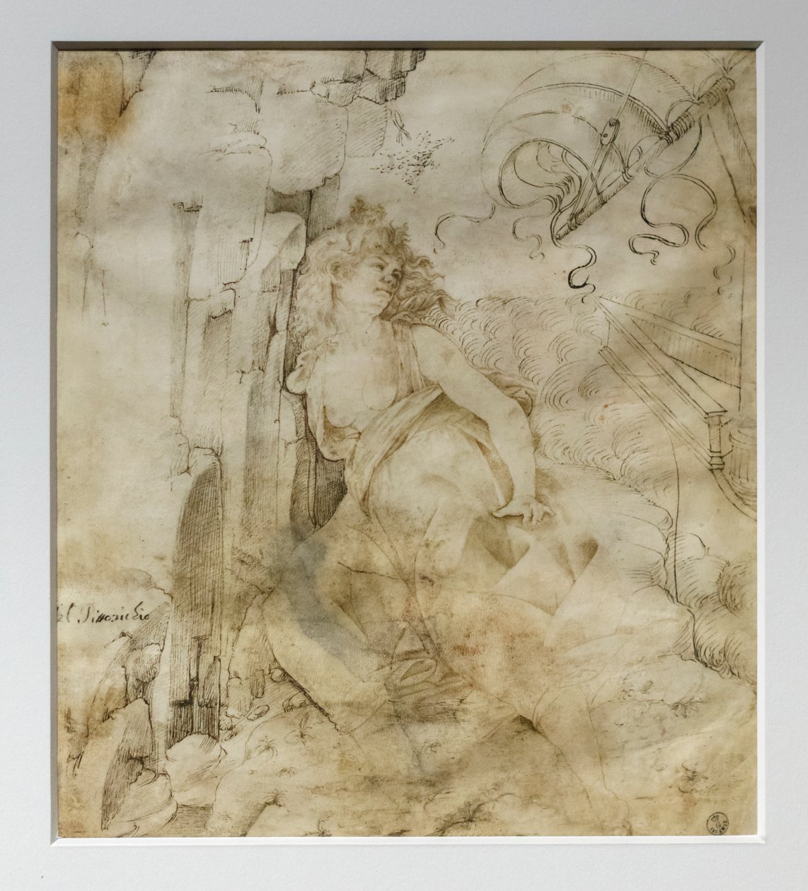 Młoda rozczochrana kobieta na klifie, znana jako Ippo, ok. 1475 (pióro i tusz na pergaminie) autorstwa Francesco di Giorgio Martini