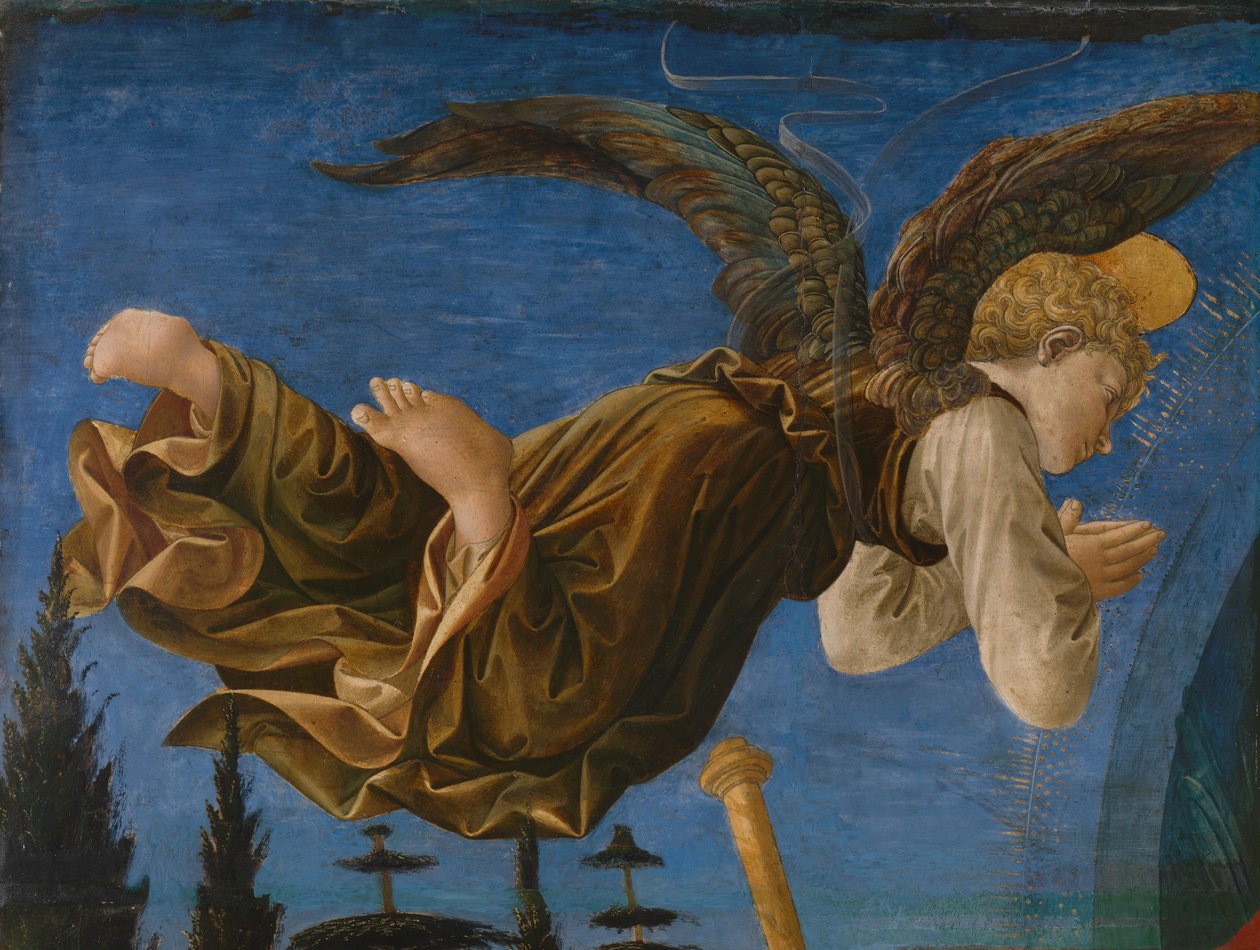 Panel Anioła Ołtarza Pistoia Santa Trinità, 1455-1460 autorstwa Francesco di Stefano Pesellino