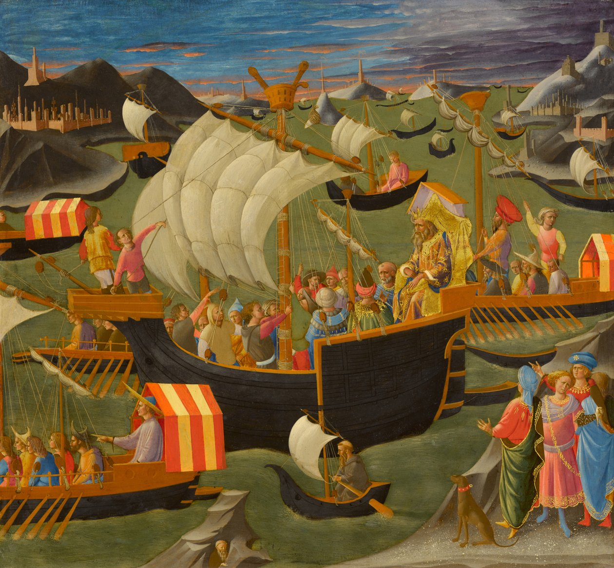 Król Melchior płynący do Ziemi Świętej, ok.1445-50 autorstwa Francesco di Stefano Pesellino