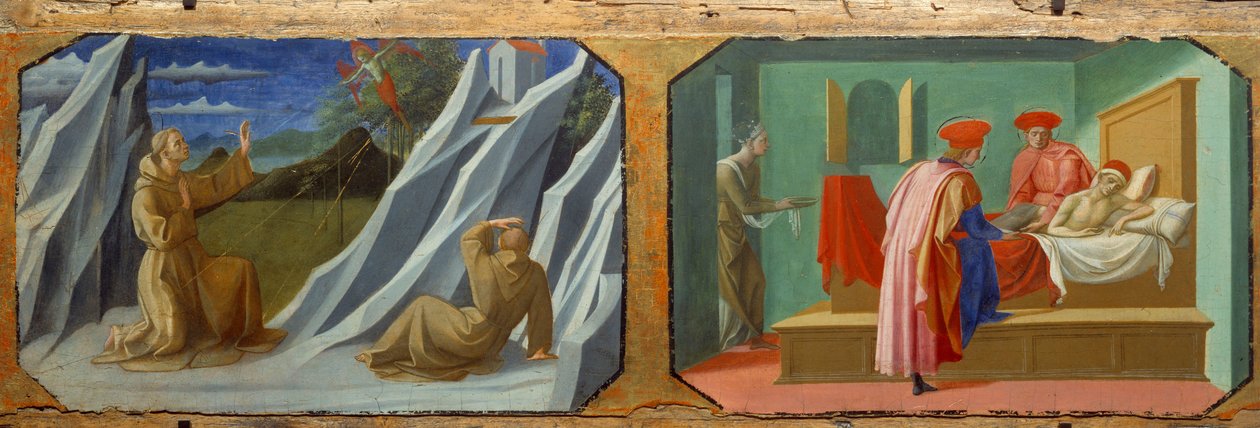 Św. Franciszek z Asyżu otrzymujący stygmaty, Św. 0,32x0,94 m² autorstwa Francesco di Stefano Pesellino