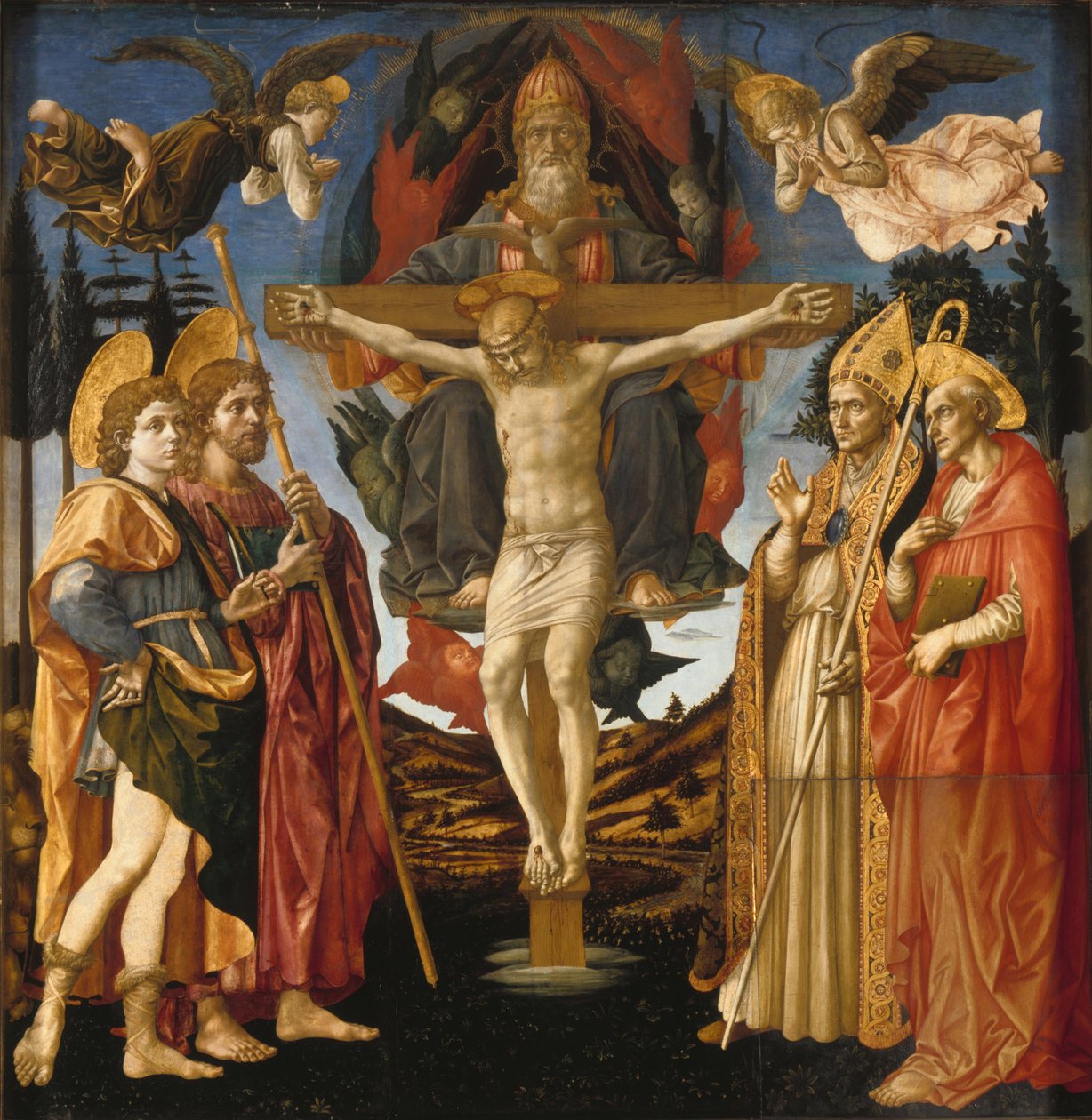 Panel Świętej Trójcy Ołtarza Pistoia Santa Trinità, 1455-1460 autorstwa Francesco di Stefano Pesellino