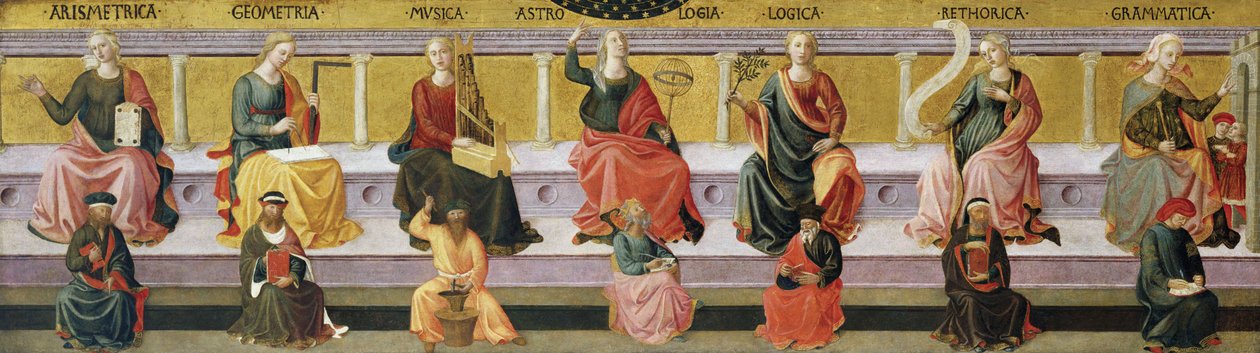 ""les sept arts liberaux"" (Arithmetique, geometrie, musique, astrologie, logique, rethorique et grammaire) Peinture de Francesco di Stefano Pesellino (1422-1457) vers 1450 Birmingham Museum of Art, Birmingham, Alabama Etats Unis ©DeAgostini/Leemage   1325 autorstwa Francesco di Stefano Pesellino