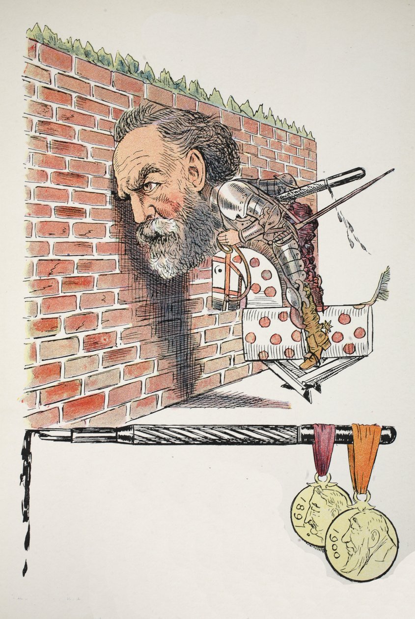 A Pushing Q, ilustracja z The Struwwelpeter Alphabet, wiersz Harolda Begbie (1871-1929) autorstwa Francis Carruthers Gould