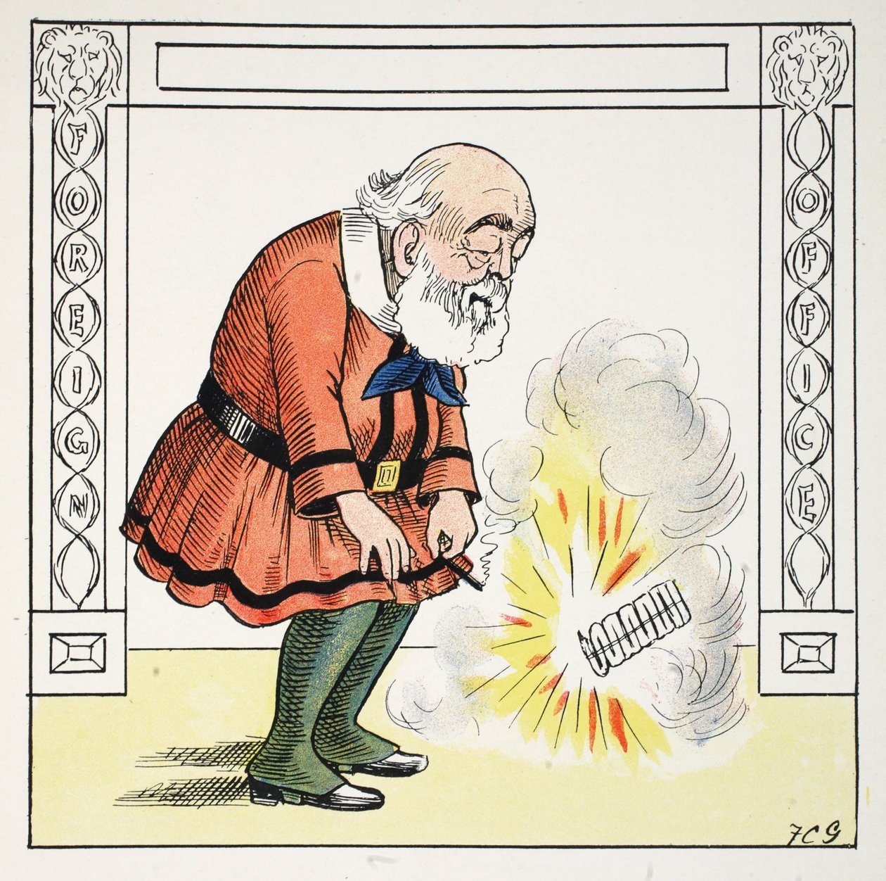 Znak S, ilustracja z alfabetu Struwwelpeter, werset Harolda Begbiego (1871-1929) autorstwa Francis Carruthers Gould