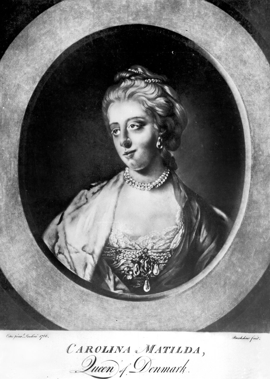 Caroline Matilda, królowa Danii i Norwegii, grawerowane przez Brookshaw autorstwa Francis Cotes
