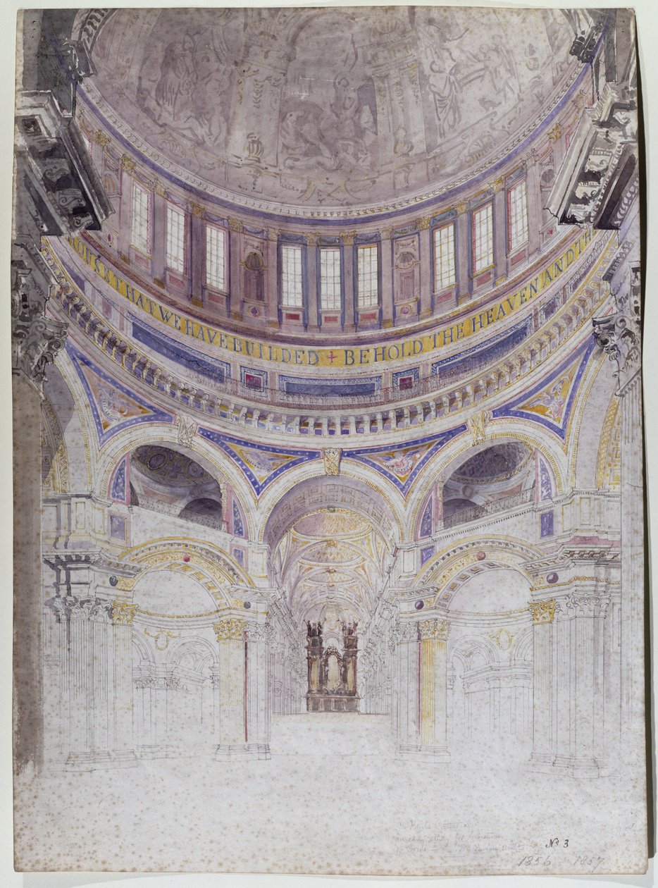 Studium wczesne do projektu dekoracji katedry św. Pawła, 1856-57 (wc na papierze) autorstwa Francis Cranmer Penrose