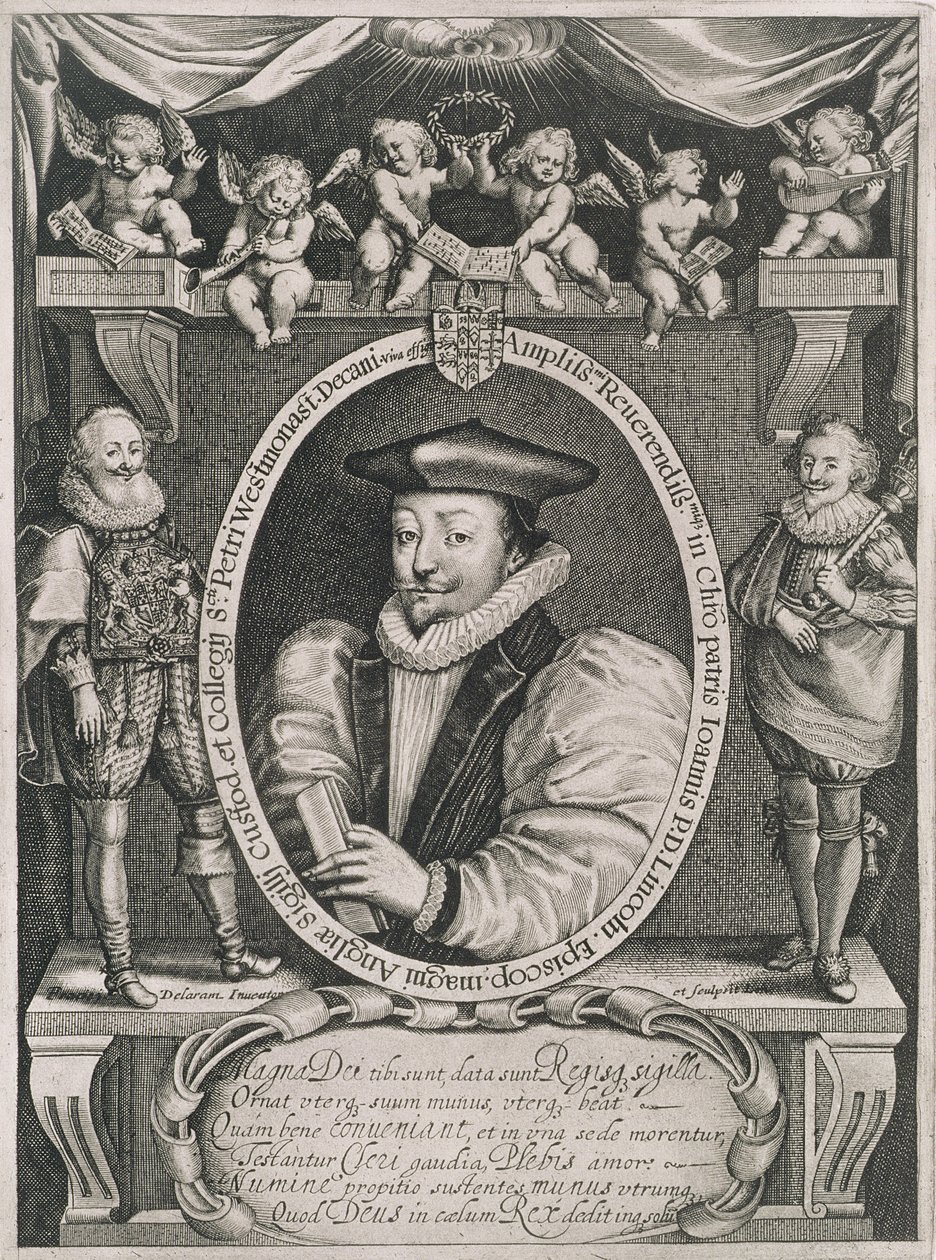 Portret Johna Williamsa (1582-1650) biskupa Lincoln i dziekana Westminsteru, rytowany przez artystę, ok. 1621 r. autorstwa Francis Delaram