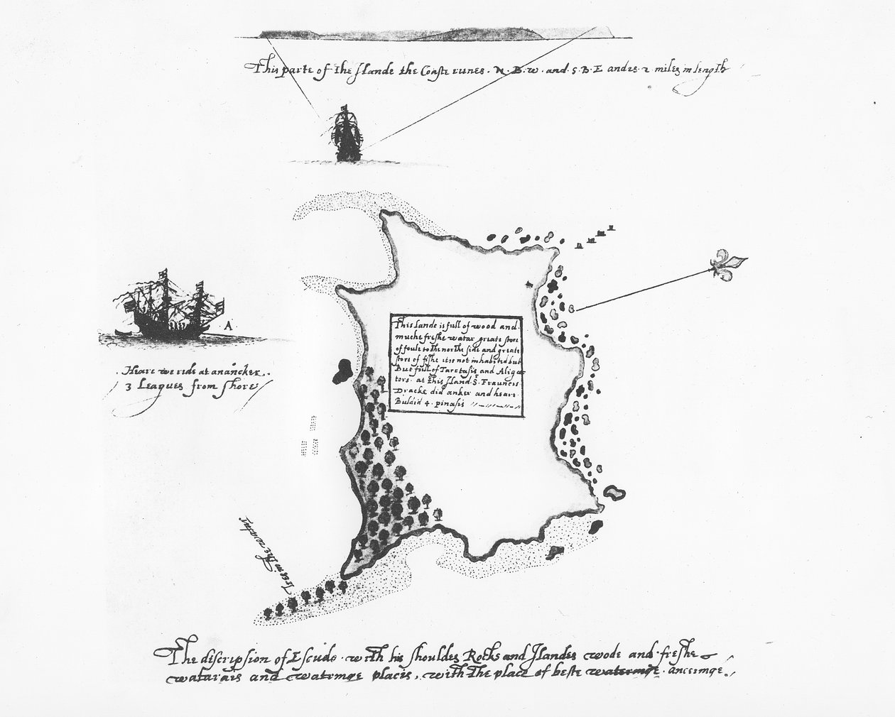 Opis Isla Escudo de Veraguas autorstwa Francisa Drake autorstwa Francis Drake