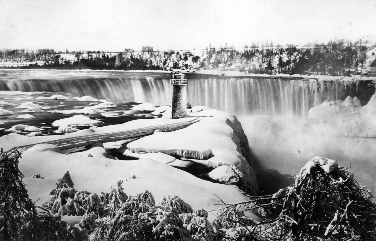 Wodospad Niagara w śniegu, ok. 1850-70 autorstwa Francis Frith