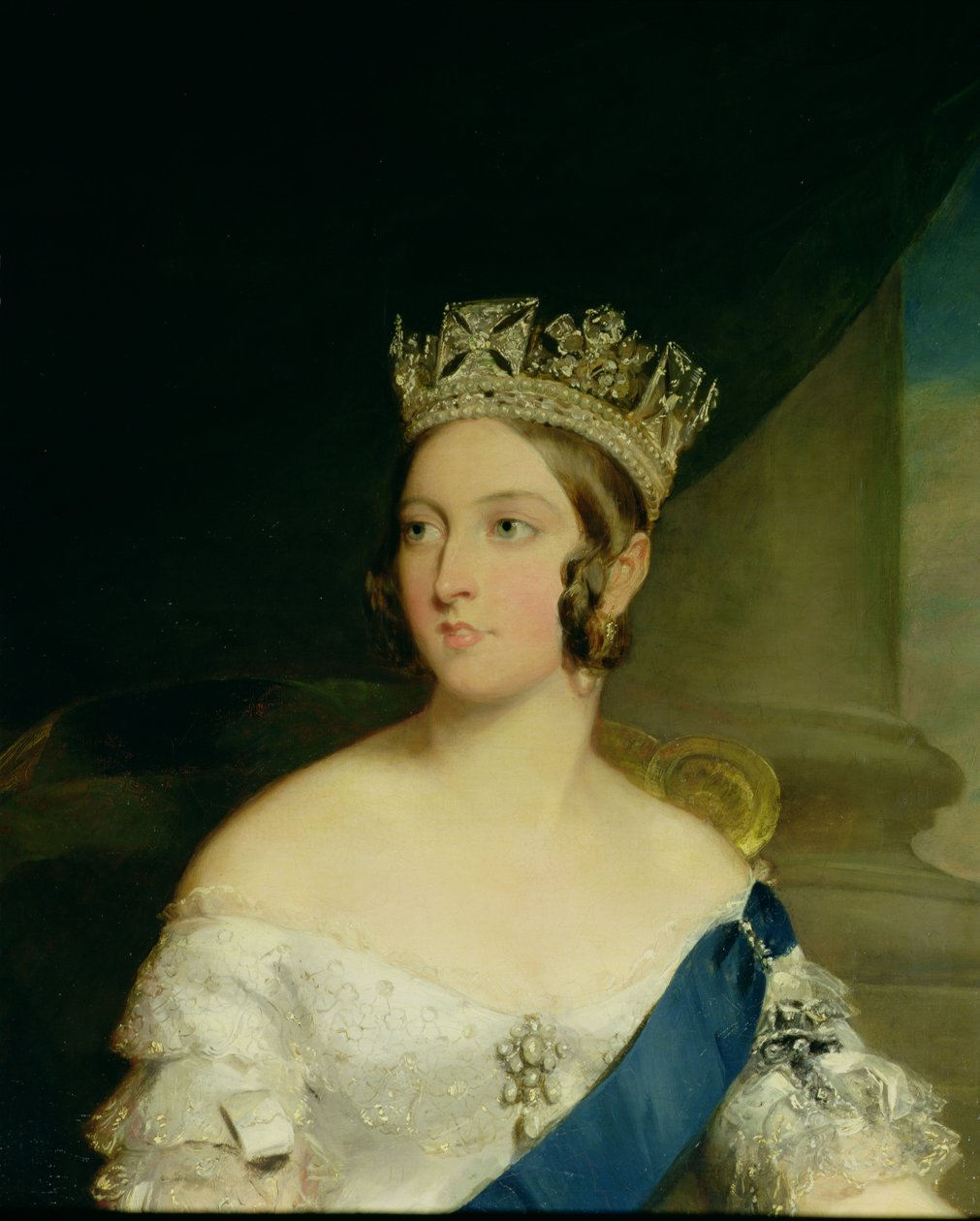 Portret królowej Wiktorii, 1843 (detal 27150) autorstwa Francis Grant