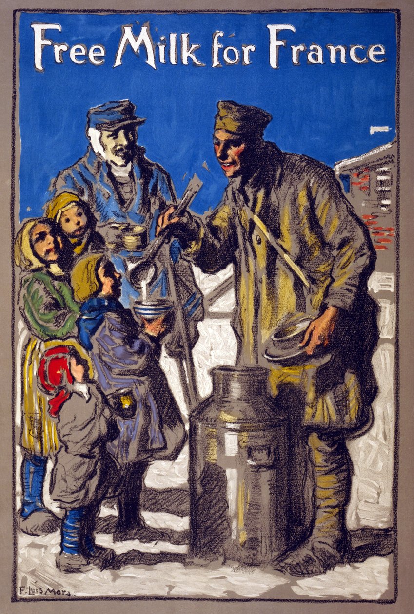 Darmowe mleko dla Francji, 1918 autorstwa Francis Luis Mora