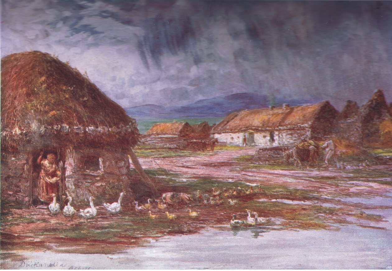 Wioska w Achill, z książki Peeps at Many Lands: Irlandia wydana przez Adams & Charles, 1909 autorstwa Francis S. Walker