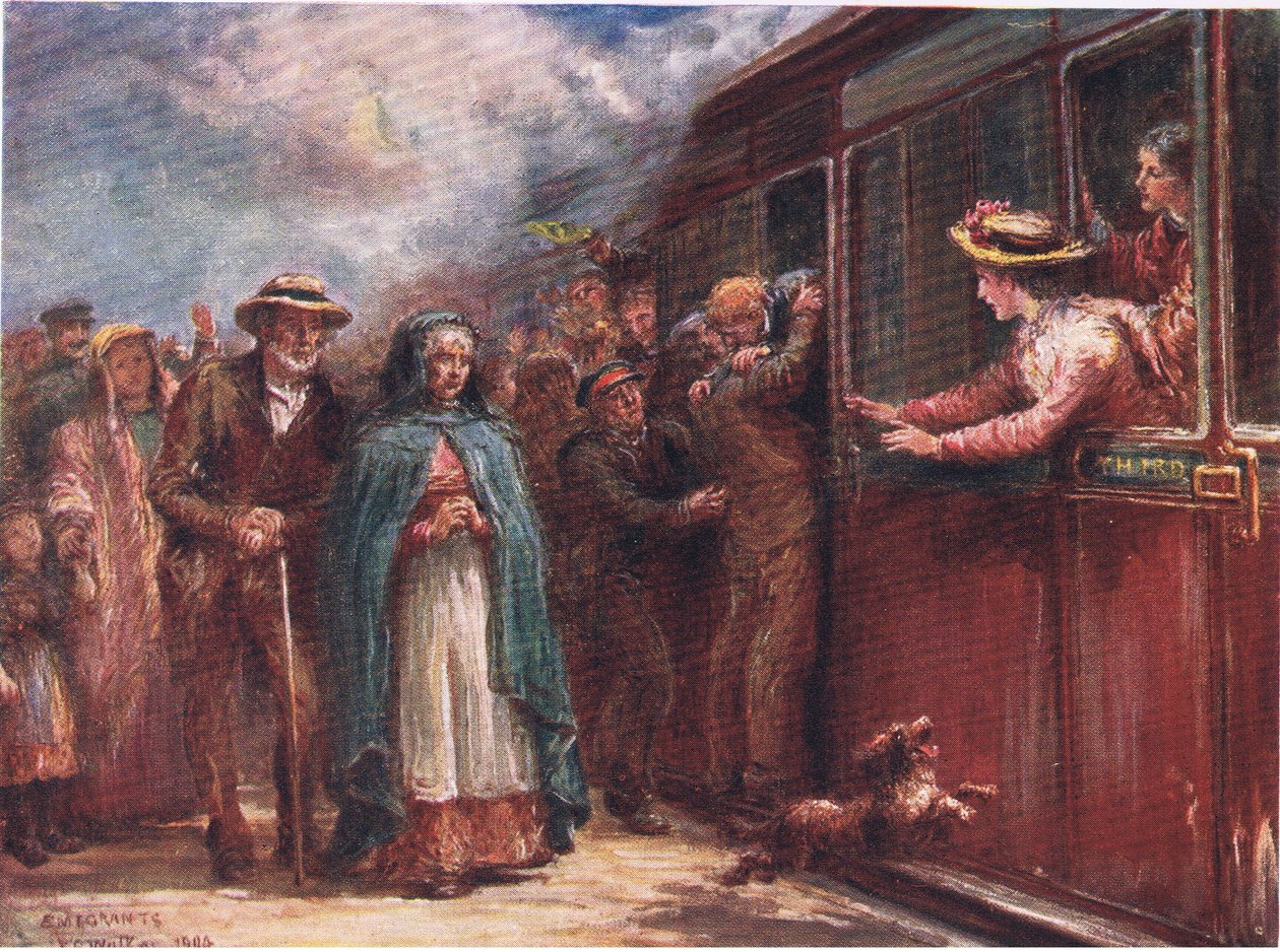 Off to America, od Peeps at Many Lands: Irlandia wydana przez Adams & Charles, 1909 autorstwa Francis S. Walker