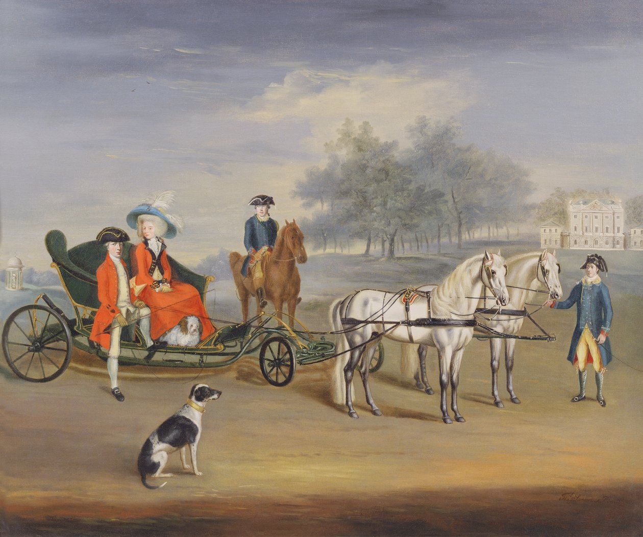 Edward Stratford, 2. hrabia Aldborough, i jego żona, Anne Elizabeth, na terenie Stratford Lodge, Baltinglass, hrabstwo Wicklow, Irlandia, ok. 1787 autorstwa J. Francis Sartorius