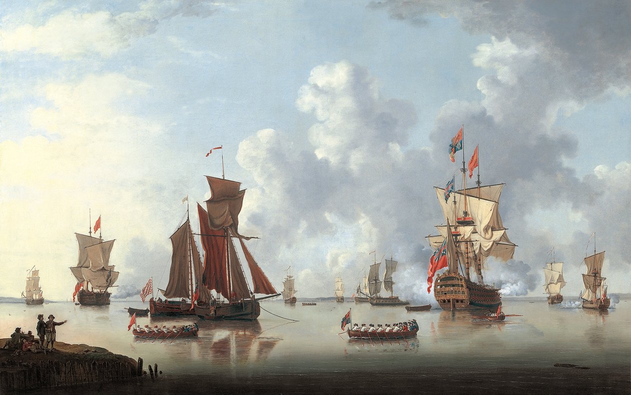 Lądowanie Księcia Żeglarzy w Spithead autorstwa Francis Swaine