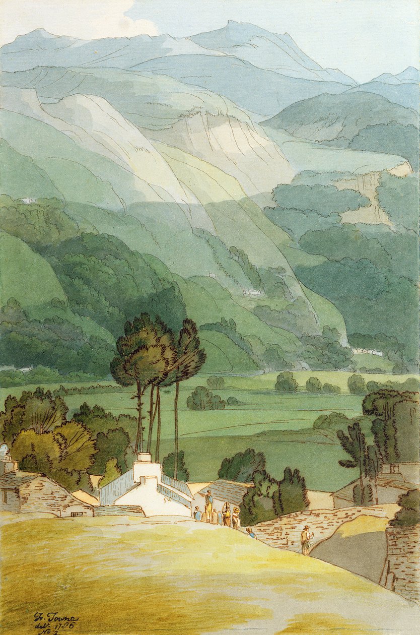 Ambleside, 1786 (wc z piórem i tuszem na graficie na papierze czerpanym) autorstwa Francis Towne