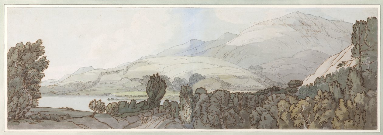 Jezioro Coniston, 1786 (pióro i tusz z wc na papierze) autorstwa Francis Towne
