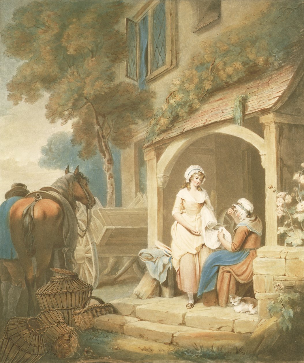 Powrót z targu, rycina W. Annisa, wyd. Morgan und Pearce, 1803 (mezzotinta) autorstwa Francis Wheatley