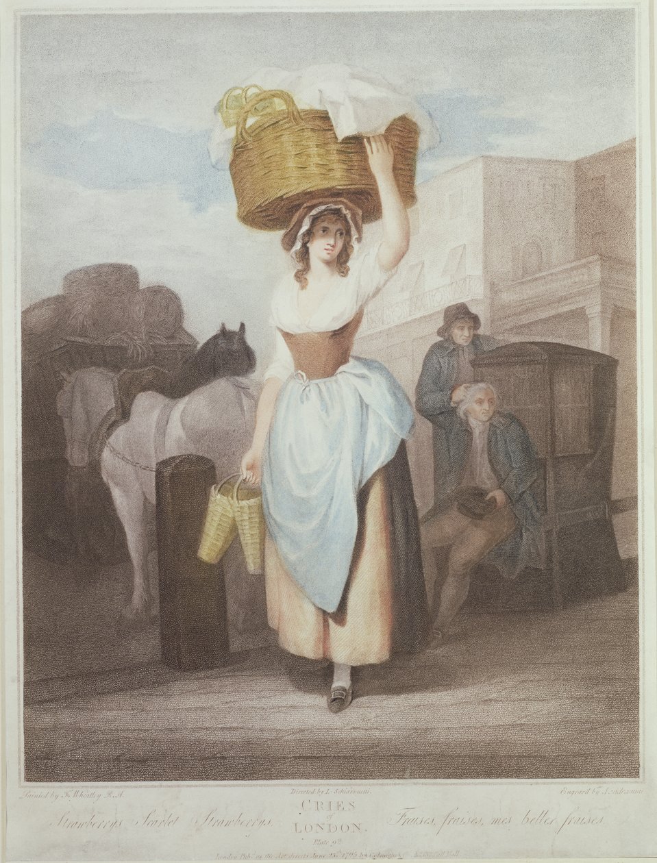 Truskawki, Szkarłatne Truskawki, płyta 9 „The Cries of London”, sztur. Giovanni Vendramini (1769-1839), wyd. Colnaghi und Co., 1795 (grawerowanie punktowe) autorstwa Francis Wheatley