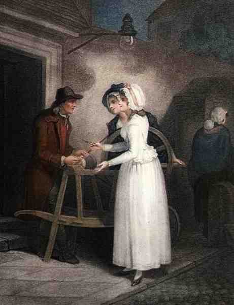 „Noże, nożyce i brzytwy do mielenia”, płyta 6 „The Cries of London”, sztychowana przez Giovanniego Vendraminiego (1769-1839), wyd. przez Colnaghi & Co. autorstwa Francis (after) Wheatley