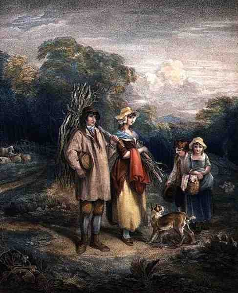 Powrót Woodmana, rytowany przez Johna Whessella (ok. 1760-1823), wyd. autorstwa T. Simpsona i Darlinga i Thompsona autorstwa Francis (after) Wheatley