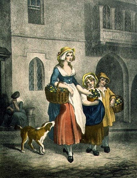 Dwie pęczki za grosz Pierwiosnki, dwie pęczki za grosz, płyta 1 z „Cries of London” (druk) autorstwa Francis (after) Wheatley