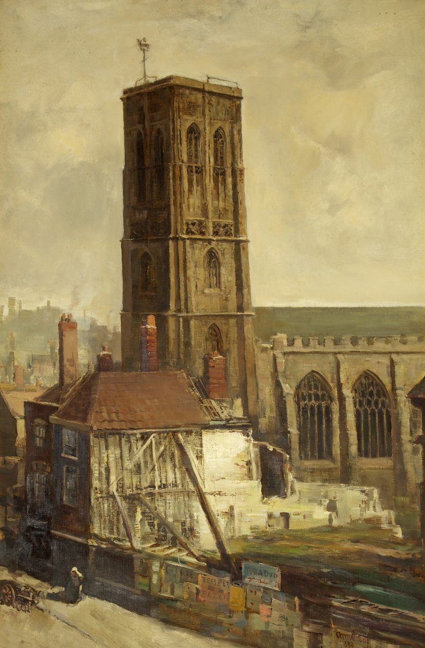 Widok na kościół świątynny (olej na płótnie) autorstwa Francis Abel William Taylor Armstrong