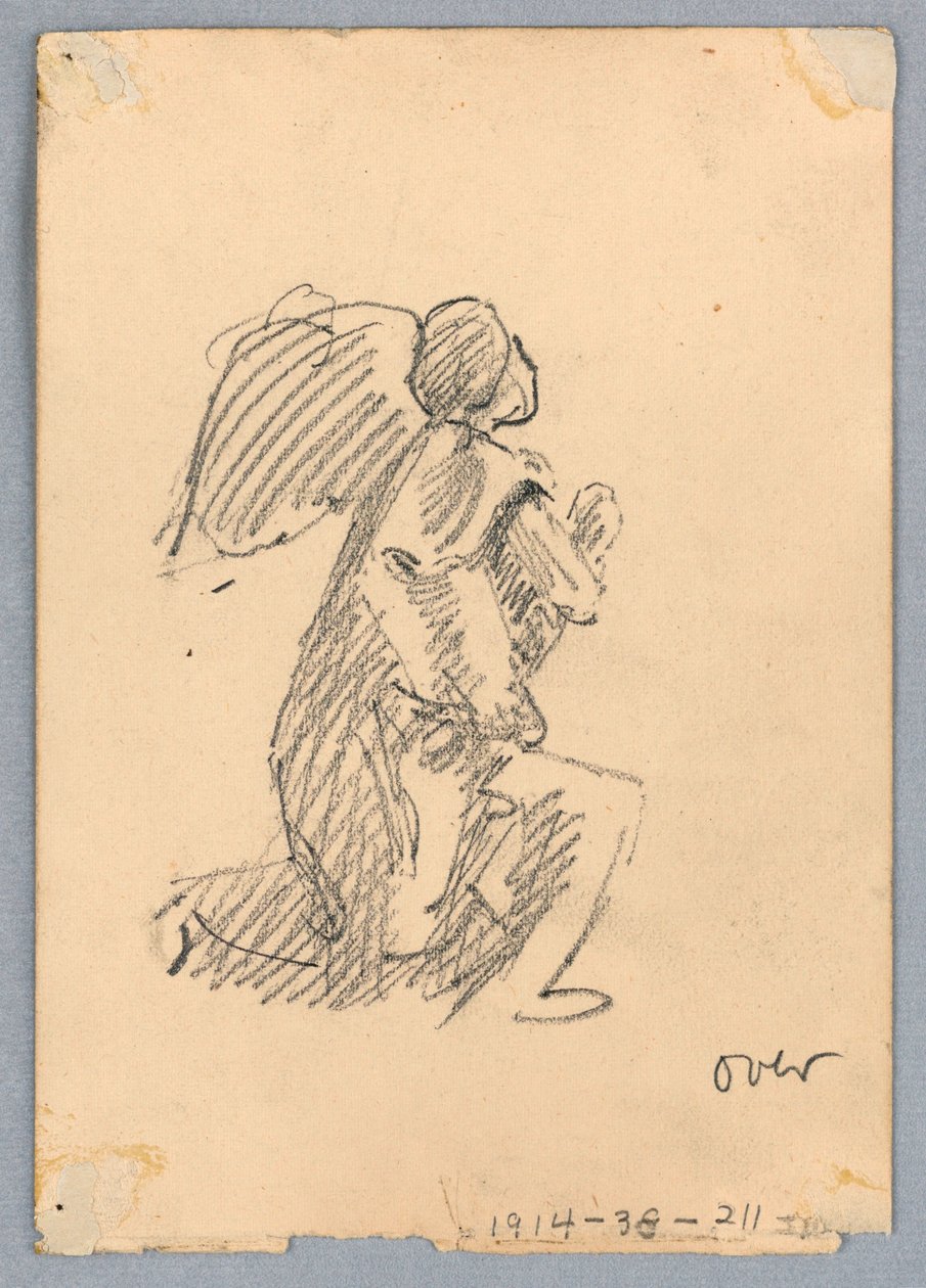 Szkic klęczącego anioła autorstwa Francis Augustus Lathrop