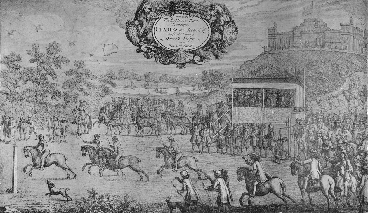 Wyścig przed Karolem II, Francis Barlow, c1650-1680, 1911 autorstwa Francis Barlow