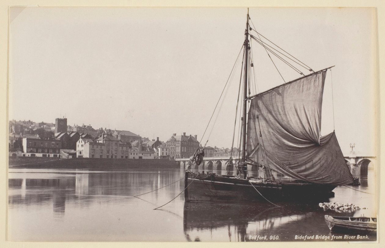 Most Bideford z brzegu rzeki autorstwa Francis Bedford