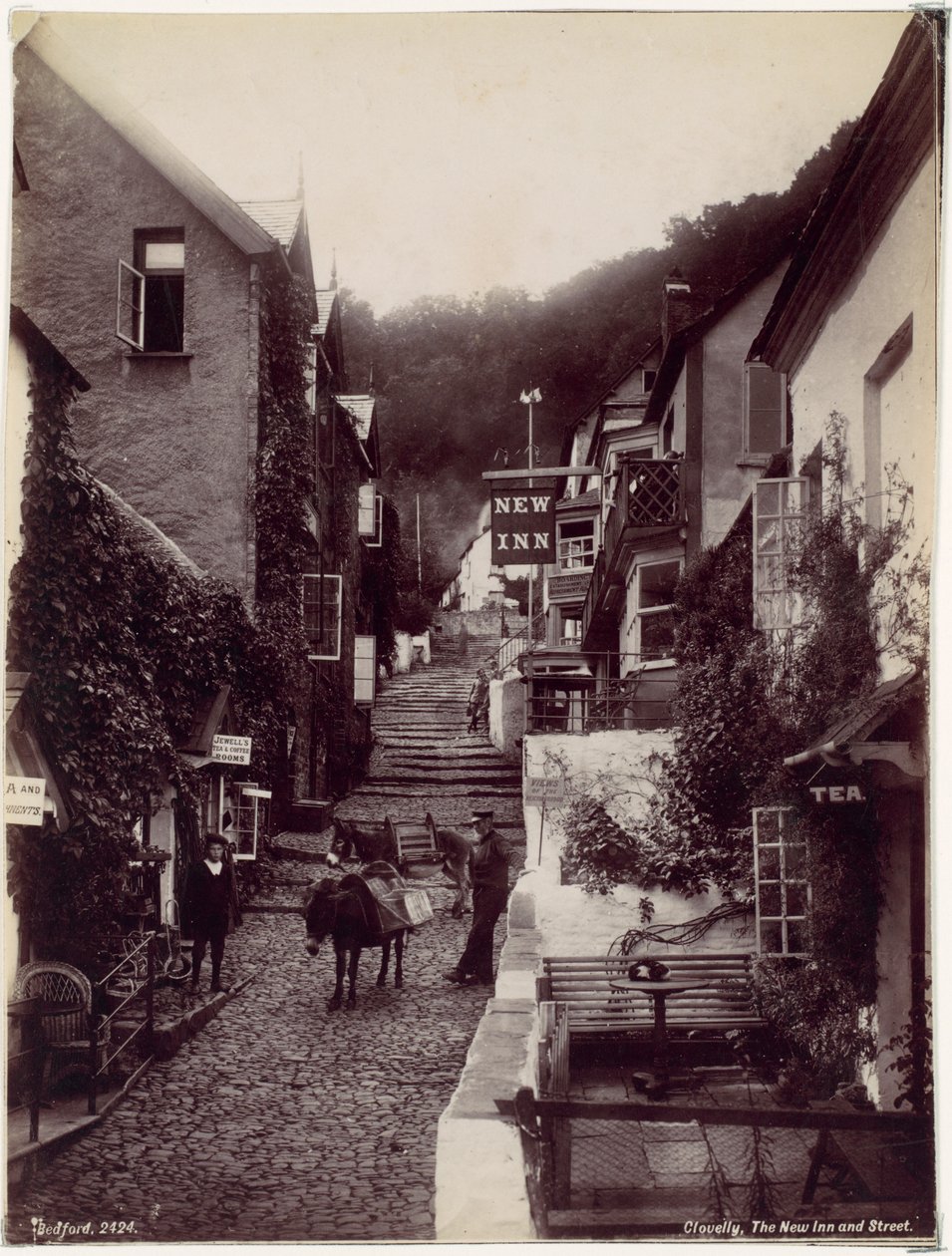 Clovelly, New Inn i ulica autorstwa Francis Bedford