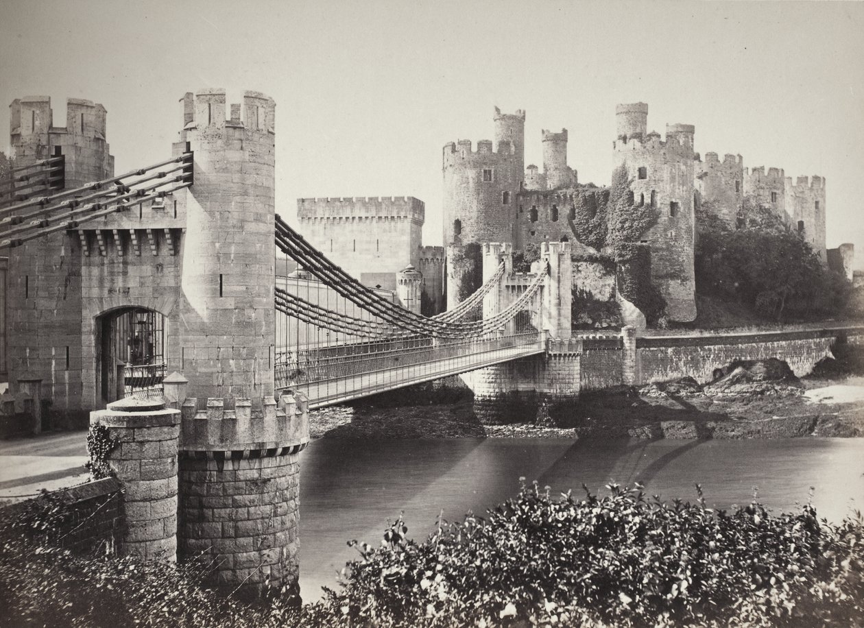 Zamek Conwy i most wiszący widziane z wyspy (687) autorstwa Francis Bedford
