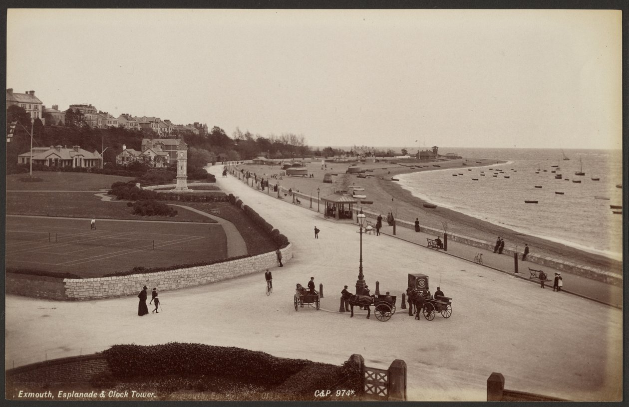 Exmouth, promenada i wieża zegarowa autorstwa Francis Bedford
