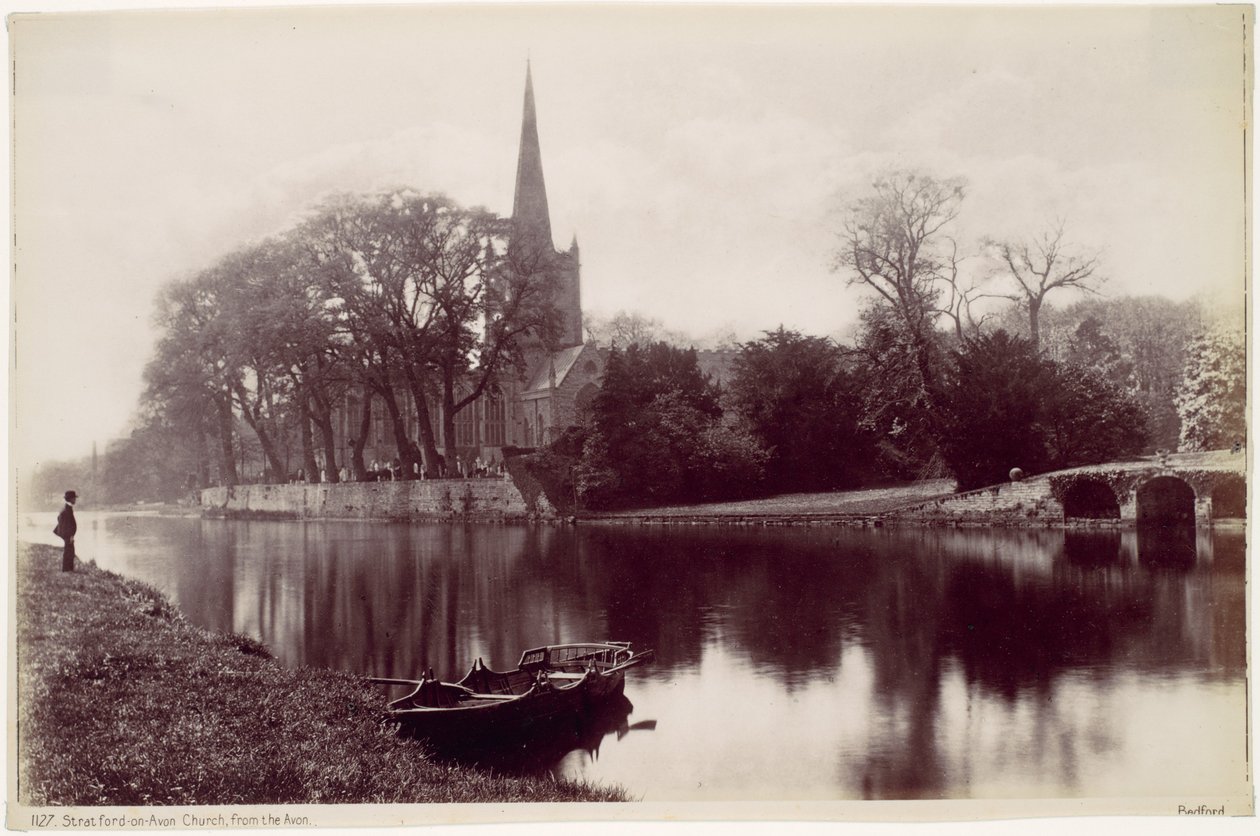 Kościół w Stratford-upon-Avon, widok znad Avonu autorstwa Francis Bedford