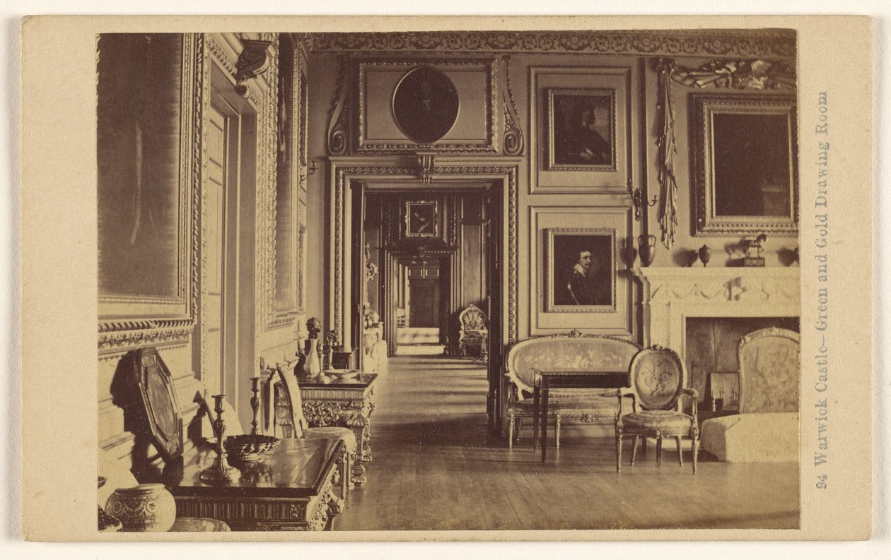 Zamek Warwick - Zielony i złoty salon autorstwa Francis Bedford