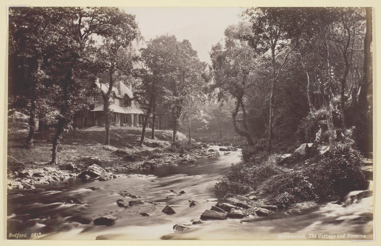 Watersmeet, Chata i strumienie, 186094. autorstwa Francis Bedford