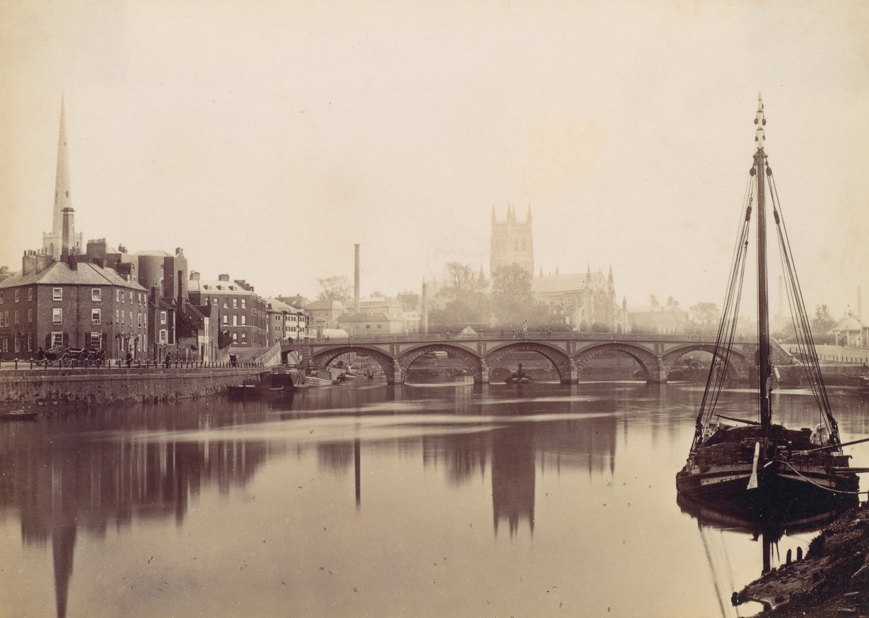 Worcestera. Z Severn, 1870. autorstwa Francis Bedford