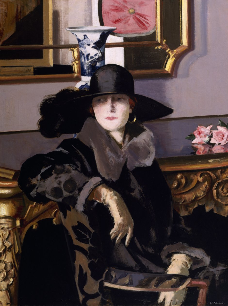 Dama w czerni (olej na płótnie) autorstwa Francis Campbell Boileau Cadell