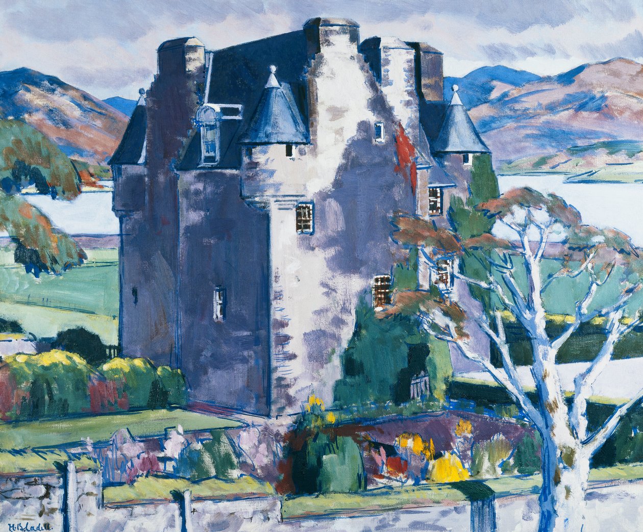 Zamek Barcaldine, Argyll, ok. 1930 r. 1928 (olej na płótnie) autorstwa Francis Campbell Boileau Cadell