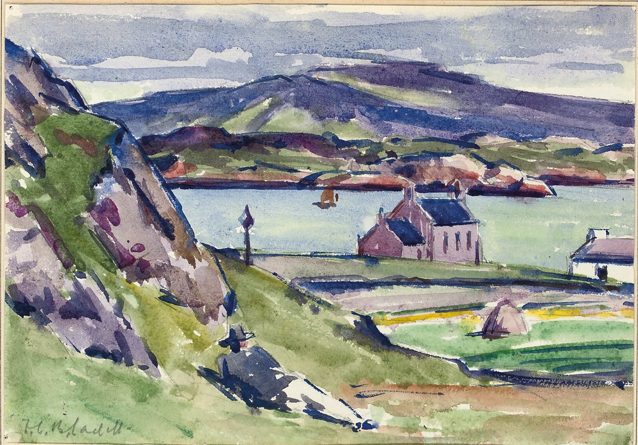 Figure i Kirk, Iona (ołówek i w/c na papierze) autorstwa Francis Campbell Boileau Cadell