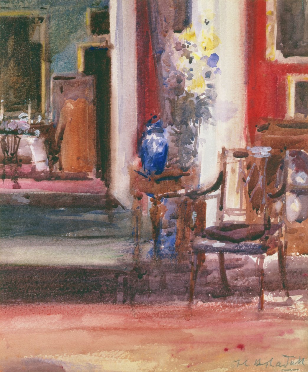 Wnętrze Domu Artystów, Ainslie Place, Edynburg (wc na papierze) autorstwa Francis Campbell Boileau Cadell
