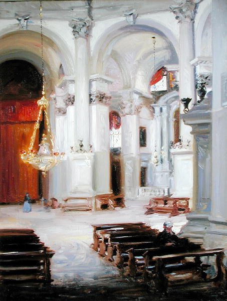 Wnętrze Salute, Wenecja (olej na płótnie) autorstwa Francis Campbell Boileau Cadell