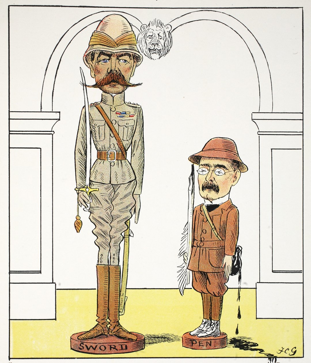 K, k, ilustracja z alfabetu Struwwelpeter, werset Harolda Begbiego (1871-1929) autorstwa Francis Carruthers Gould