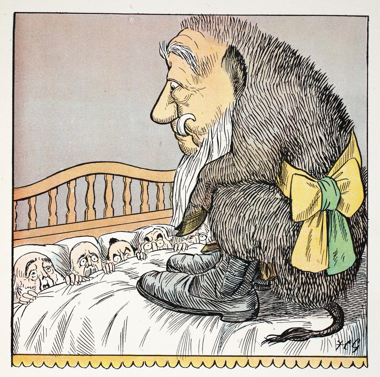O, ilustracja z alfabetu Struwwelpeter, wiersz Harolda Begbiego (1871-1929) autorstwa Francis Carruthers Gould