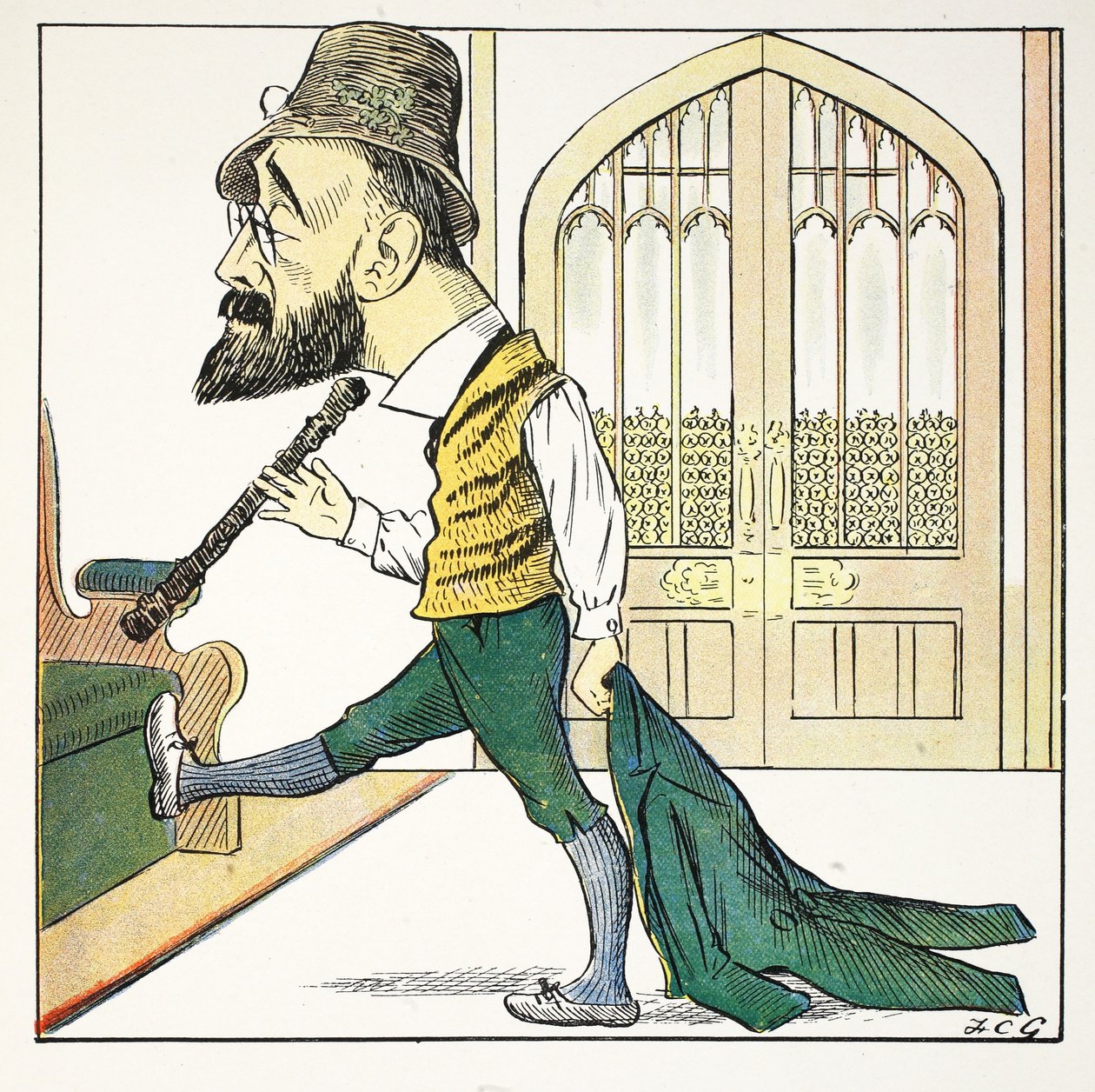 Silne T, ilustracja z alfabetu Struwwelpeter, wiersz Harolda Begbiego (1871-1929) autorstwa Francis Carruthers Gould