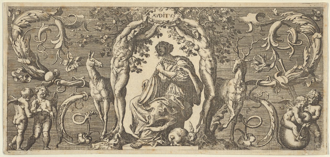 Słuch Słuch, z Five Senses Five Senses, ca. 1655 autorstwa Francis Cleyn