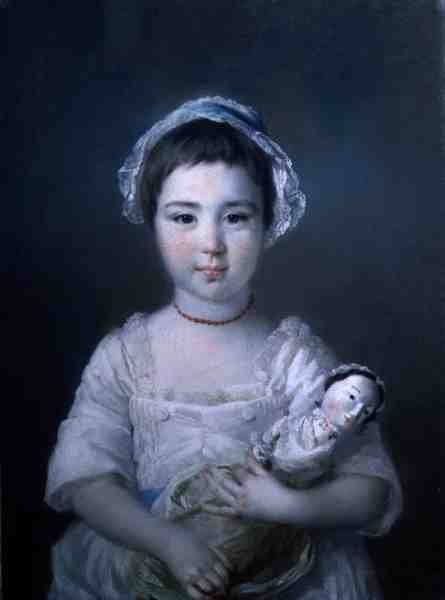 Portret Lady Ann Fitzpatrick trzymająca lalkę (olej na płótnie) autorstwa Francis Cotes