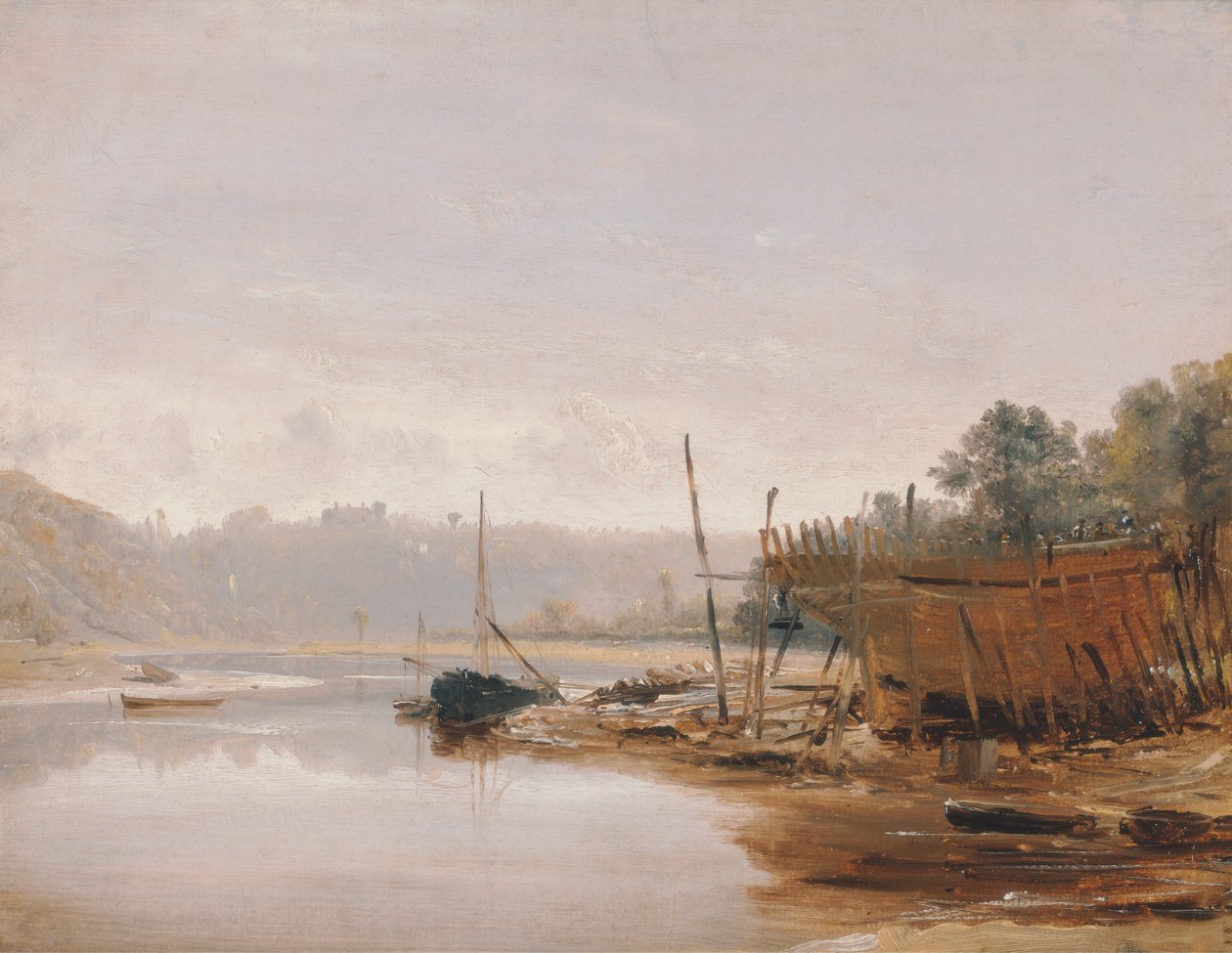 Budowa łodzi w pobliżu Dinan w Bretanii autorstwa Francis Danby