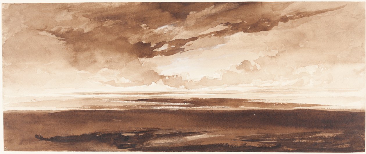 Panorama wybrzeża o zachodzie słońca autorstwa Francis Danby